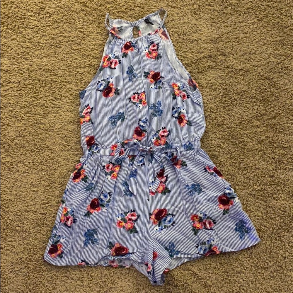 floral striped romper